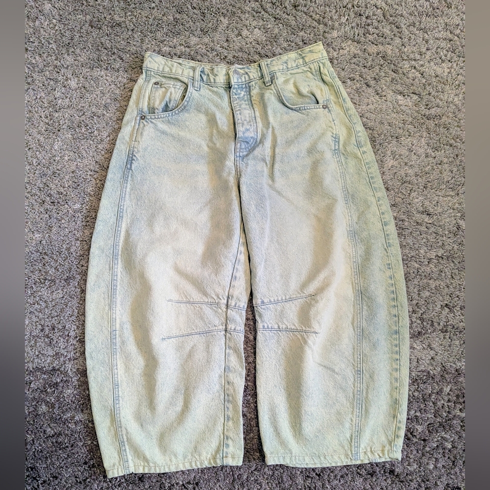 Free People Light Green / Pistachio Barrel Leg Jeans - Picture 5 of 5
